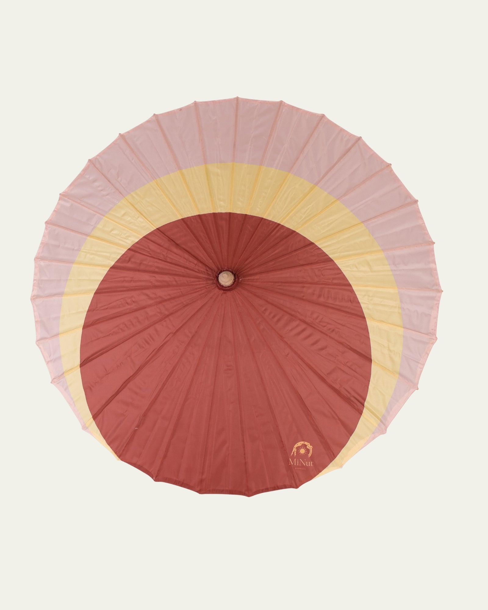 orange umbrella stroller Imperial Tria UPF stroller umbrella in red, cream, and pink
