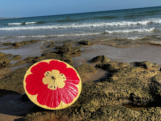 Sombrilla de paseo UPF – Flor de Siam Rojo Carmesí